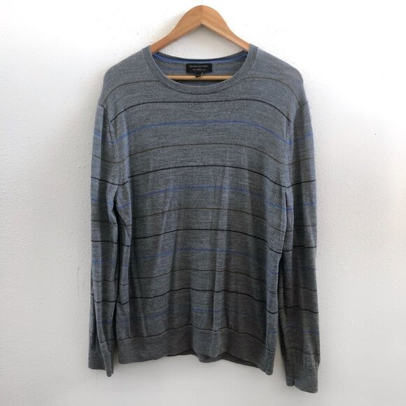 BANANA REPUBLIC 100% Merino Wool Striped Sweater Size Large - Picture 1 of 10